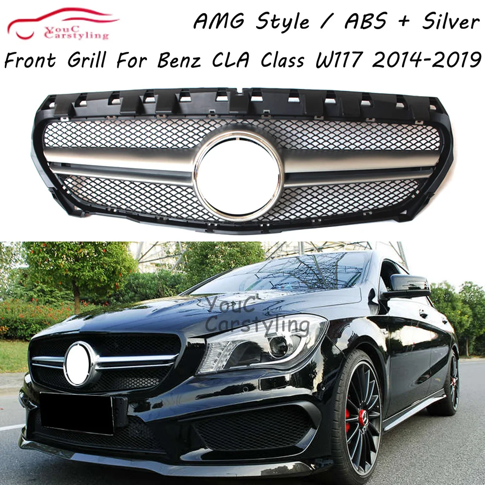 

W117 AMG Grille Front Bumper Grills Mesh for Mercedes CLA Class W117 C117 2014 - 2019 pre-facelift CLA180 CLA200 CLA250 CLA45