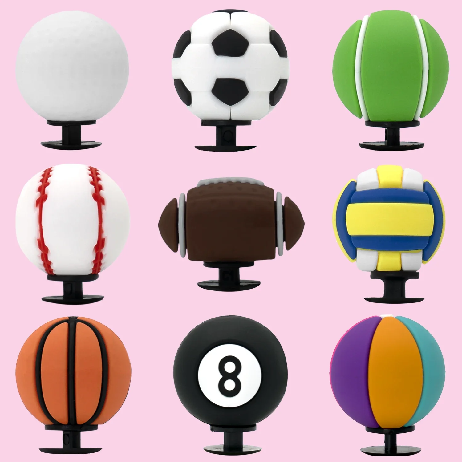 1/9 Stück 3D Basketball Rugby Schuh-Charms für Jungen Volleyball Fußball Schuh-Dekoration Zubehör Baseball-Pin Clog-Accessoires für Kinder
