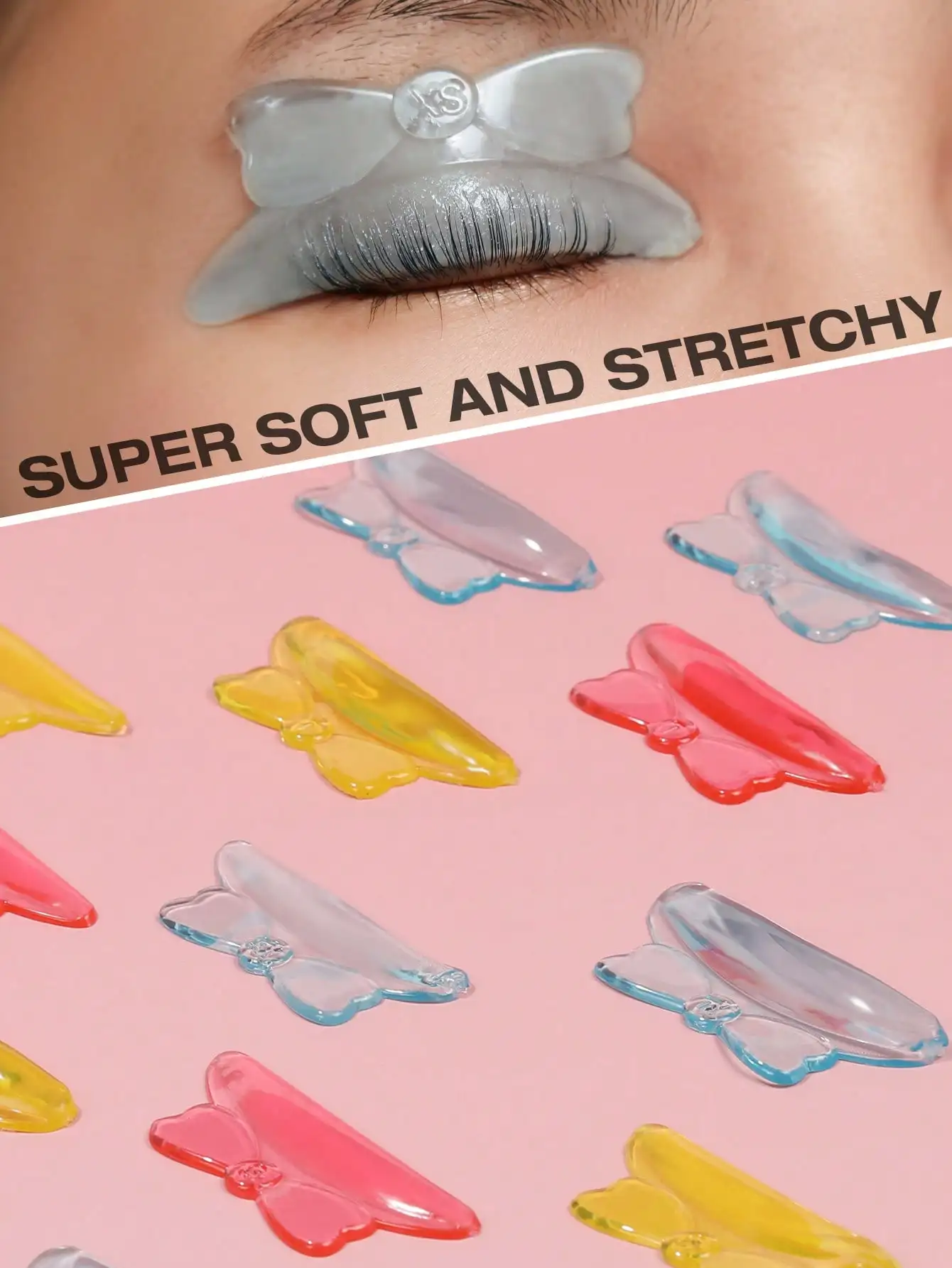5쌍의 귀여운 리본 모양 속눈썹 리프트 막대, 속눈썹 컬링 및 리프팅용, 재사용 가능한 실리콘 속눈썹 막대
