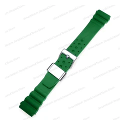 Waterproof Silicone Sport Watch Straps - Durable Rubber Replacement Bracelet - 22mm (Green - metal ring)