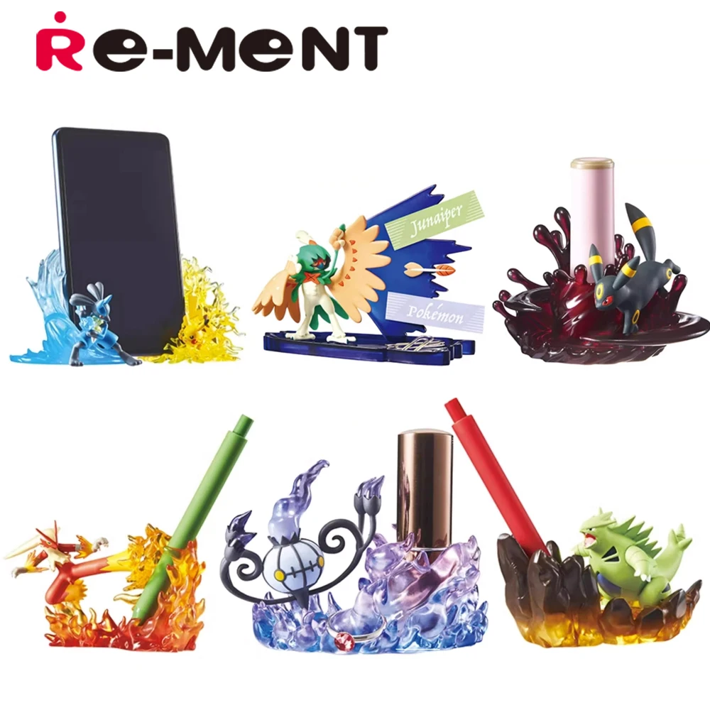 Rifornito Originale Re-Ment Pokemon Desq Battle On Desk Lucario E Pikachu Umbreon Blaziken Modello Da Collezione Candy Toys Figure