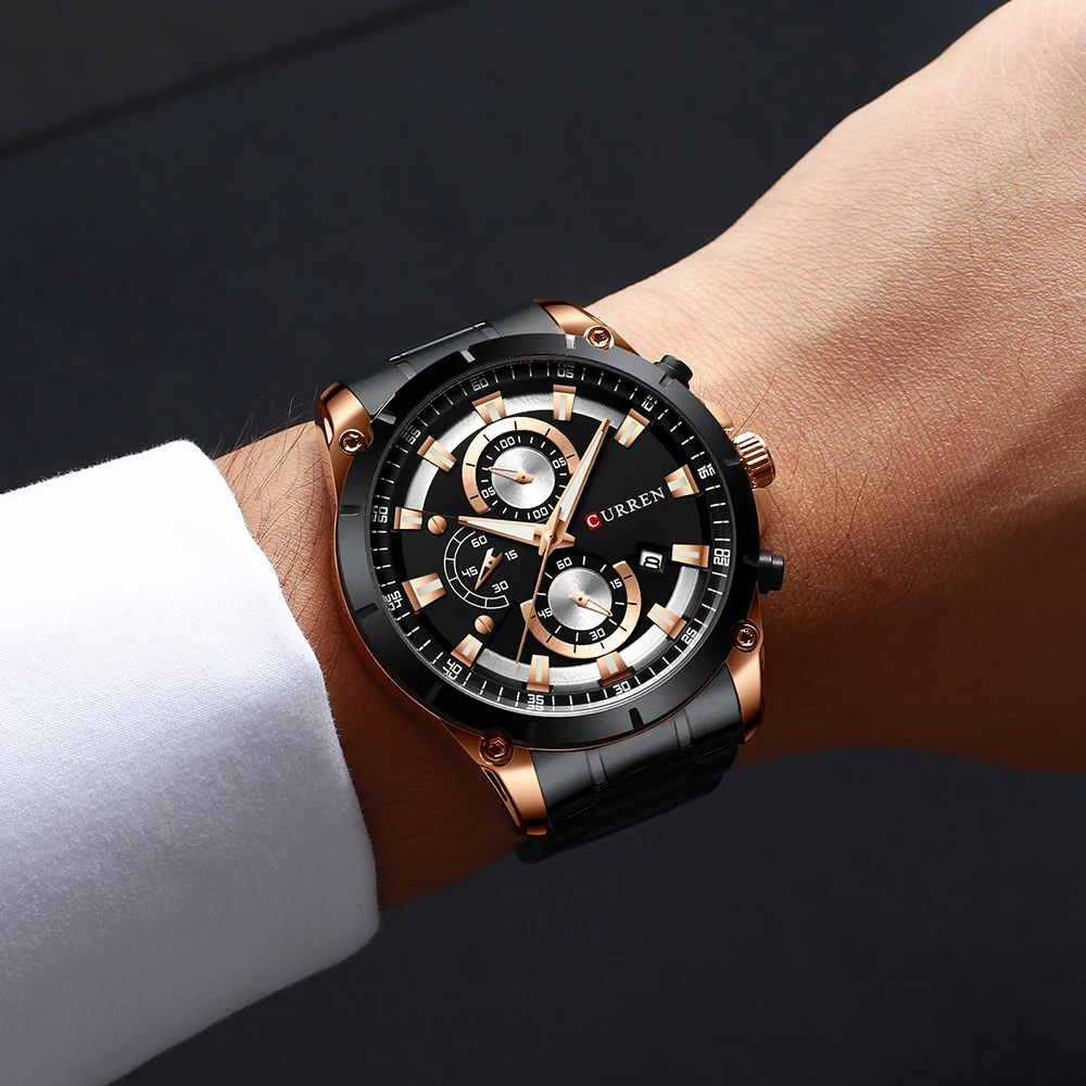 CURREN Men's Luxury Waterproof Automatic Date Watch with Gift Box