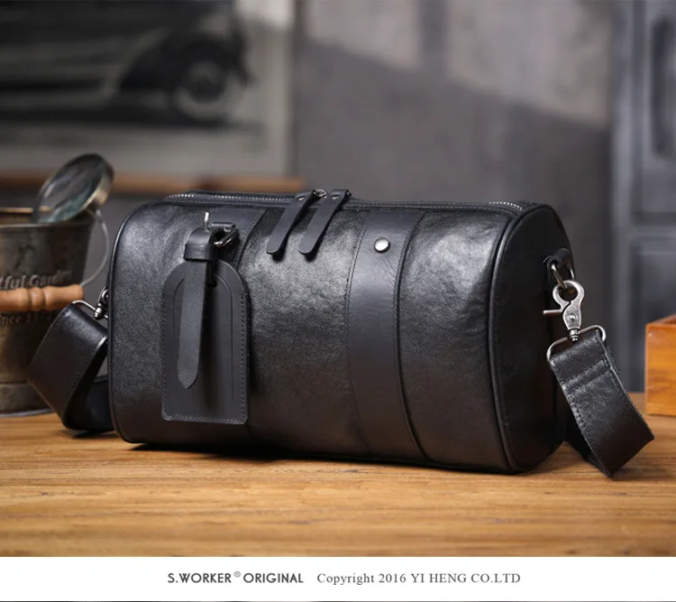 PNDME lässige, hochwertige erste Schicht Rindsleder Herren schwarze Umhängetasche Designer handgefertigte Reise-Umhängetasche aus echtem Leder – Detail 10