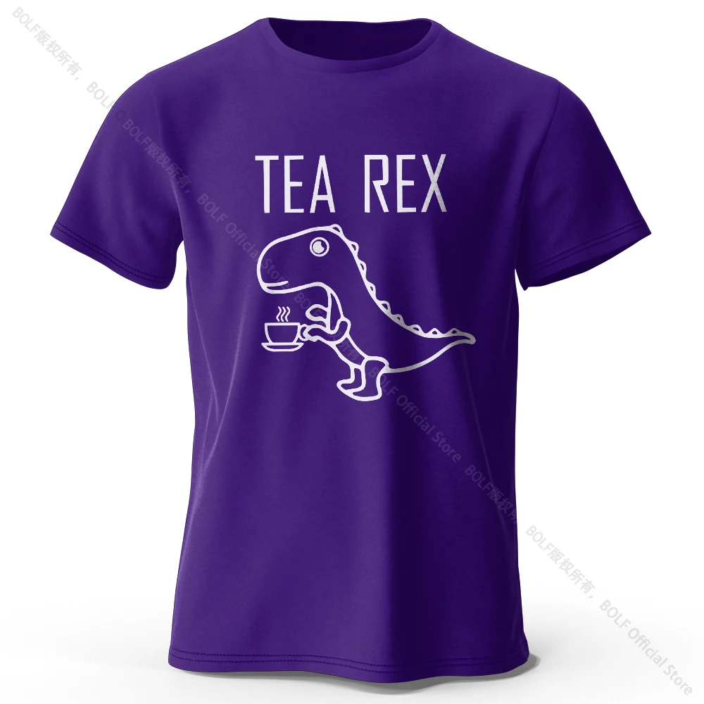 Tea-Rex Dinosaur Graphic Unisex Cotton T-Shirt - Soft & Breathable Short Sleeve Tee