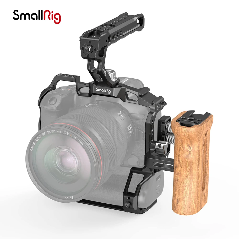 Salón de clases Opinión impactante Jaula de cámara DSLR SmallRig con abrazadera de Cable HDMI y USB C, Kit de  aparejo de jaula con mango de madera para Canon EOS R5 / R6 / R5 C 3707| |  - AliExpress