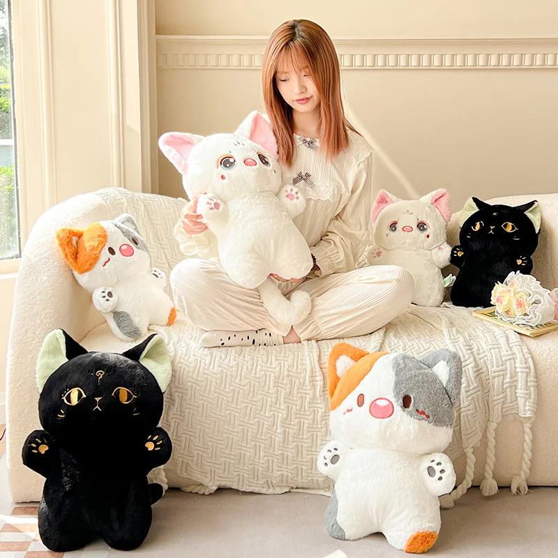 

Ins Super Soft Colorful Cat Plush Toys Cute Stuffed Animals Cartoon Kitten Plush Hug Pillow for Kids Girls Xmas Gifts Home Decor