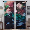 Elegant Room Curtains 2 Pieces Demon Slayer Living Room Curtain Home Interior Curtains for Camera Shades Tulle for Bedroom Child 1