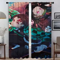 Elegant Room Curtains 2 Pieces Demon Slayer Living Room Curtain Home Interior Curtains for Camera Shades Tulle for Bedroom Child 1