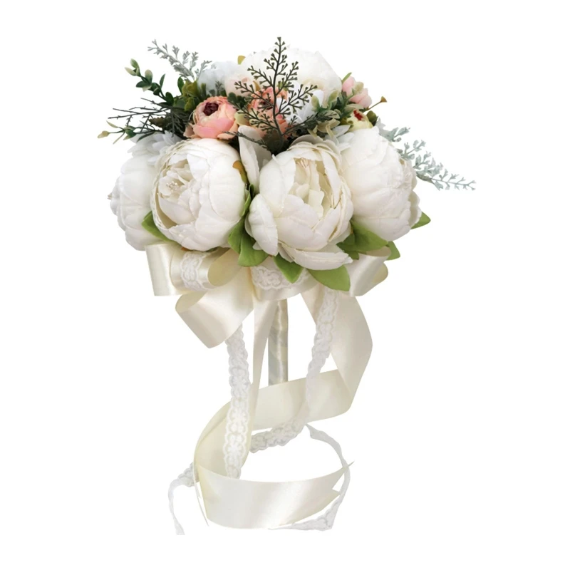 Artificial Peony Wedding Bridal Bouquet Romantic Bride Bridal Holding Flower N0HE