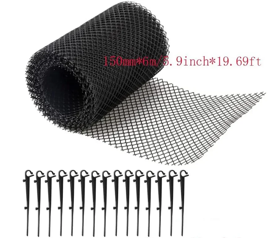 15cm&times;6m Mesh Gutter Guard Anti Clogging Mesh Cover Stakes Stops Leaves Balcony Stops Debris Protective Net Garden Accessories Gutter Guard Mesh