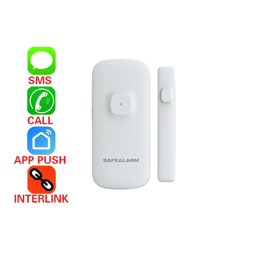 Smart Home Door Open Alarm Wireless Magnetic Door Contact Detector 2.4G WIFI Tuya Intelligent Rechargeable Battery Google Alexa