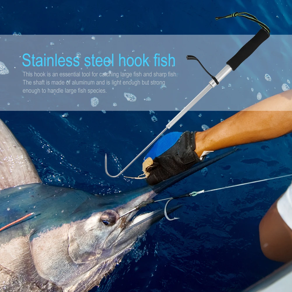 Telescopic Fish Gaff Stainless Steel Ice Sea Fishing Spear Hook Flexible  Fishing Gaff Holder Spear Hook Gripper Tool Accessories