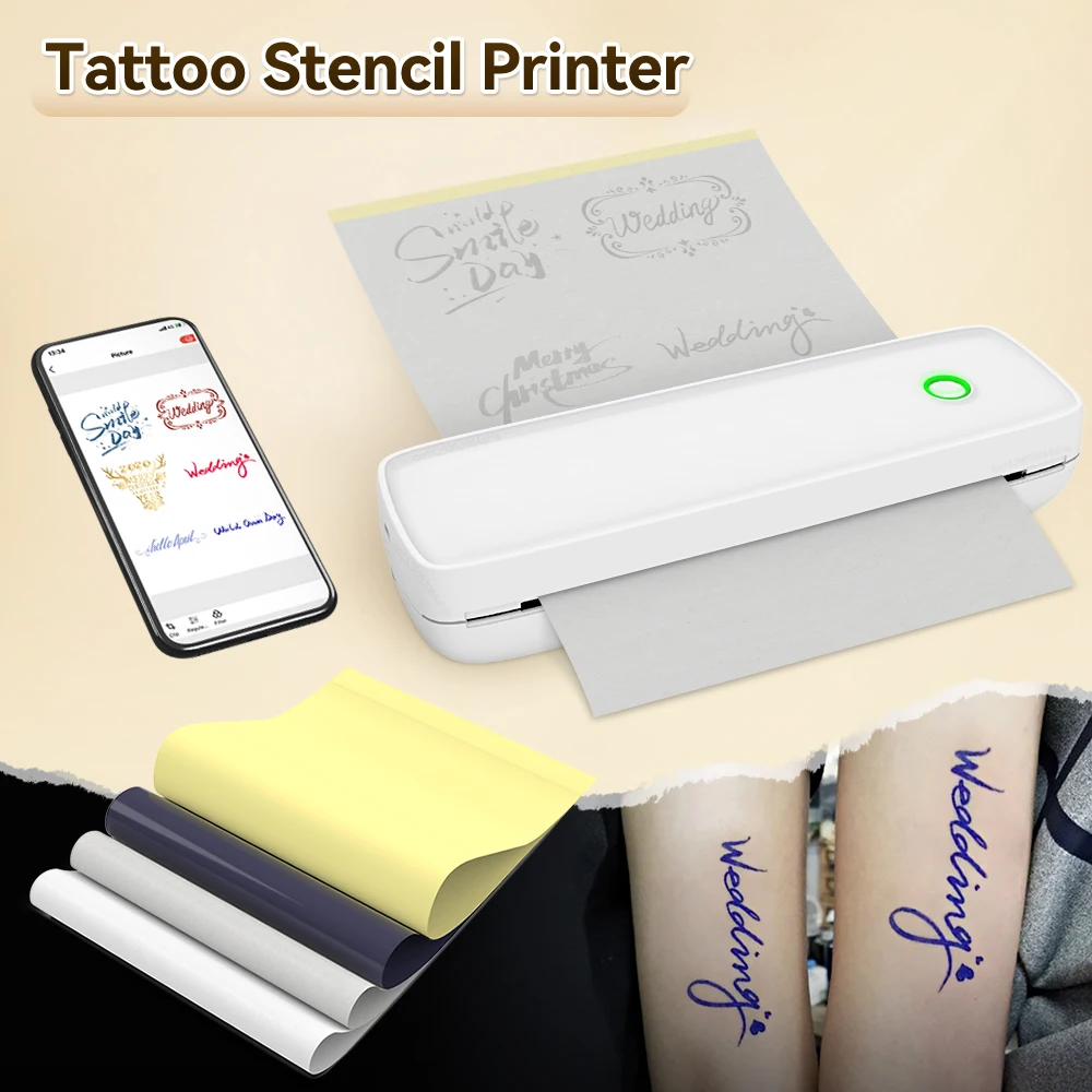 Mini Portable A4 Thermal Printer No Ink Tattoo Stencil Printer Bluetooth  Machine for Mobile PC Laptop File Document Printing - AliExpress