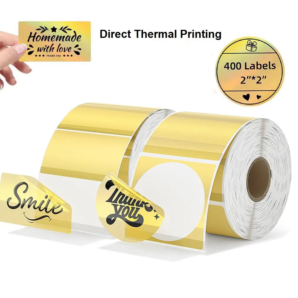 Elegant Silver/Gold Thermal Sticker Seal Labels for Festival Crafts and Party Decorations