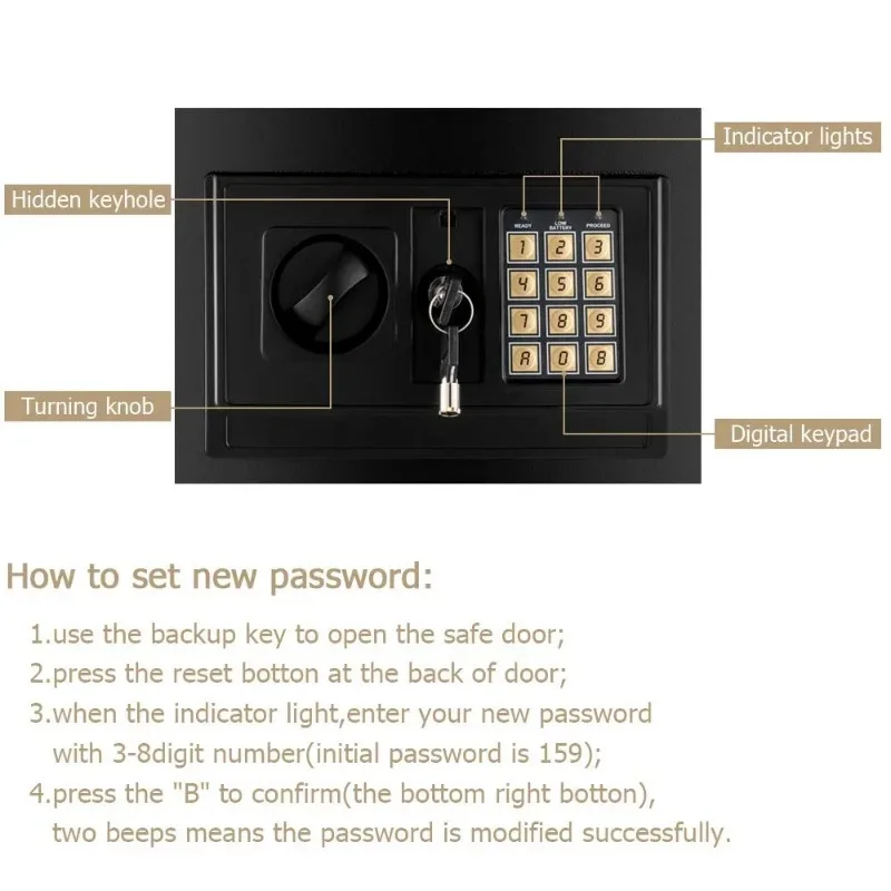 Gun Safe Locker Mechanical Key Lock 5 Guns High Security Fire Proof Cabinet Metal Cabinet 4