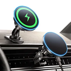 Magnet Wireless Car Charger - 15W Fast Charging Magnetic Air Vent Phone Holder (T208F)