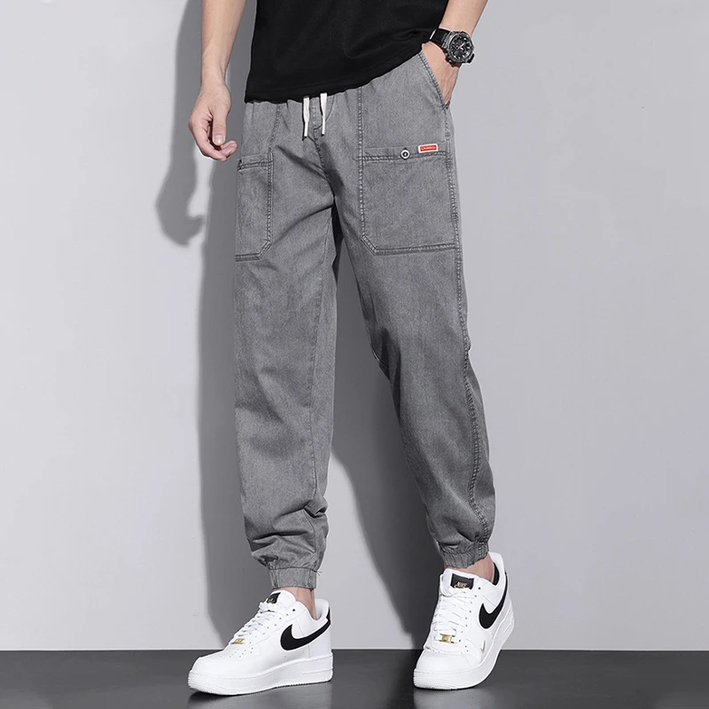 Jeans Men 2023 Spring Summer Tide Brand Boy's Jeans Men's Cotton Loose Trend Korean Version Trousers Black Harem Pants