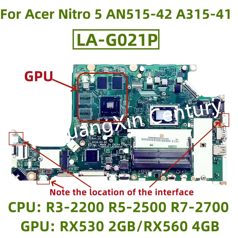 Carte Mère Acer Nitro AN515-42 – N17C1, AMD Ryzen 5, DH5JV LA-G021P – Occasion