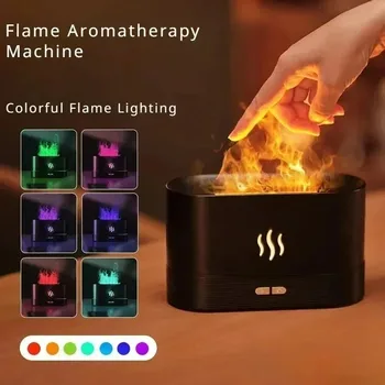 LED 에센셜 오일 화염 램프, 아로마 에센셜 오일 디퓨저, 초음파 안개 색상, 침실 장식, 가습기
