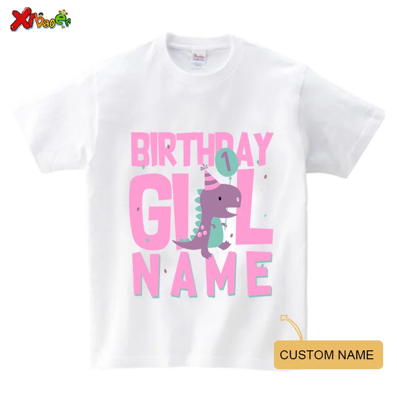 Dinosaur T Shirt Family Gift Birthday Shirt Cartoon Dinosaur Party Custom Name TShirt Girls Children Clothes Daddy Mommy Outfits 3