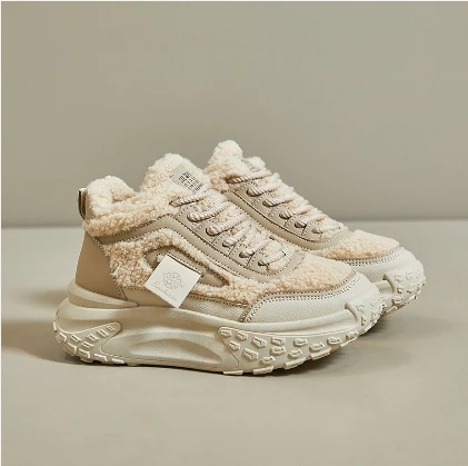 Women's Shoes Autumn and Winter New Fashion Trend Plus Cotton Warm Lamb Velvet Comfortable Breathable Outdoor Casual Shoes