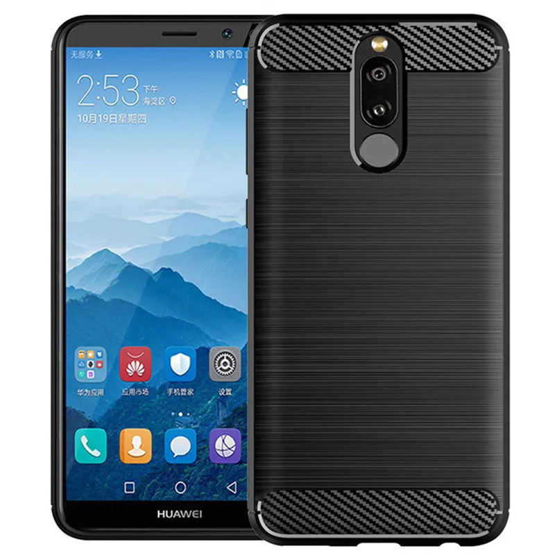 Silicone Full Protective Matte Phone Cover with Shockproof Carbon Fiber Design