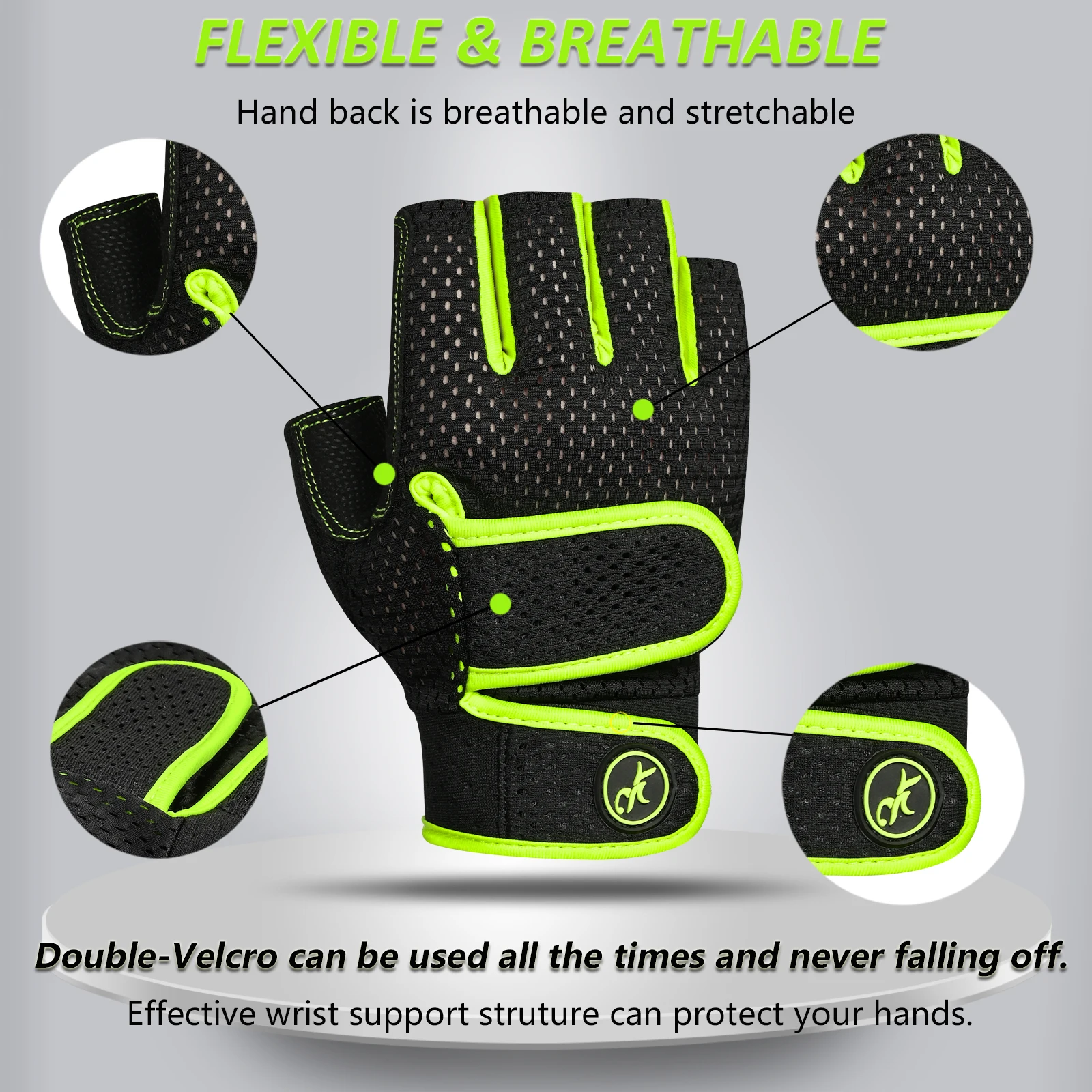 BIKINGMOREOK Gym Gloves Men Women Breathable Fitness Gloves,Anti-slip Strength Training Exercise Workout  Weight Lifting Gloves 2