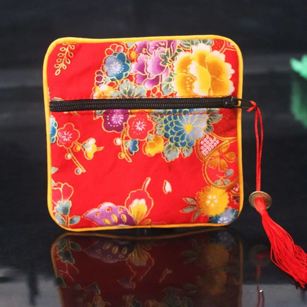 Cloth Chinese Style Coin Pouch Maneki Neko Copper Cash Pendant Jewelry Storage Bag Jewelry Organizer Necklaces Case Cloth Wallet