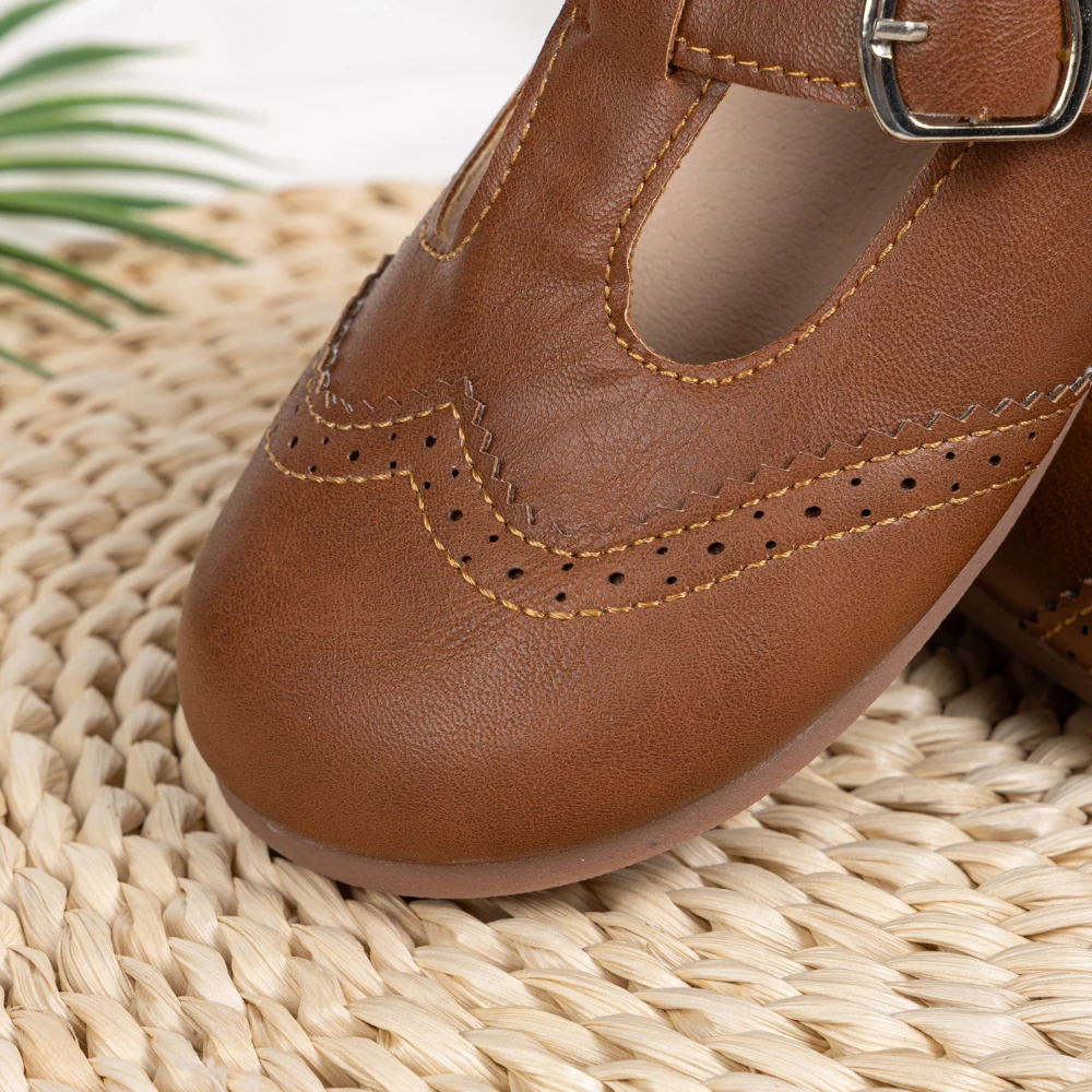 Mädchen T-Riemen Brogue Mary Jane Ballerinas Kleinkinder Einzelriemen Schuluniform Schuhe – Detail 16