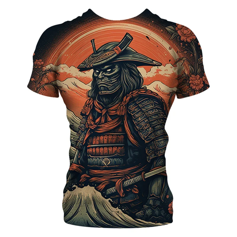 

Japan Style 3D print Japanese Samurai T-shirt Short Sleeve Tops Tees Casual Retro Men's T shirt Oversize Vintage Men's Clothing
