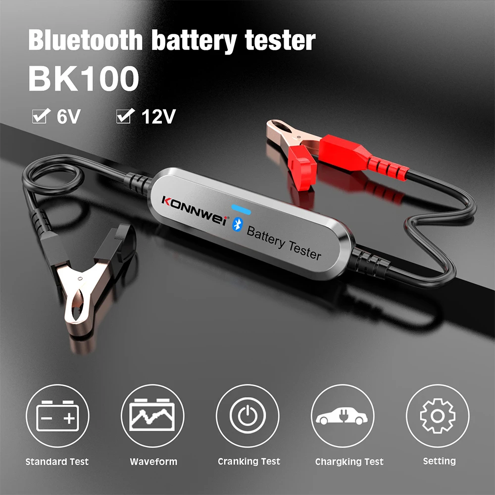 

BK100 Bluetooth 5.0 Car Motorcycle Battery Tester 6V 12V Battery Monitor 100 to 2000 CCA Charging Cranking Test Tools