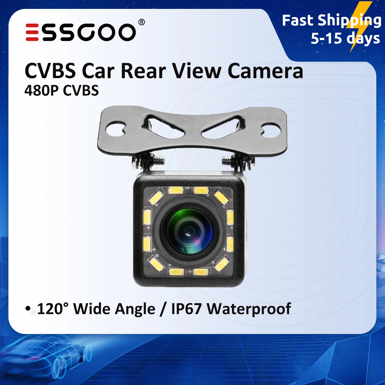 Камера заднего вида ESSGOO 480P CVBS, камера заднего вида для автомагнитолы, автомобильные аксессуары, монитор парковки заднего вида, кабель 6 м