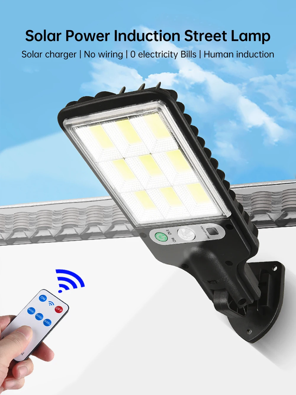 COB LED Solar Street Light Outdoor Waterproof 3 Mode Remote Control PIR Motion Sensor Solar Lamp For Garden Security Wall Light solar security light