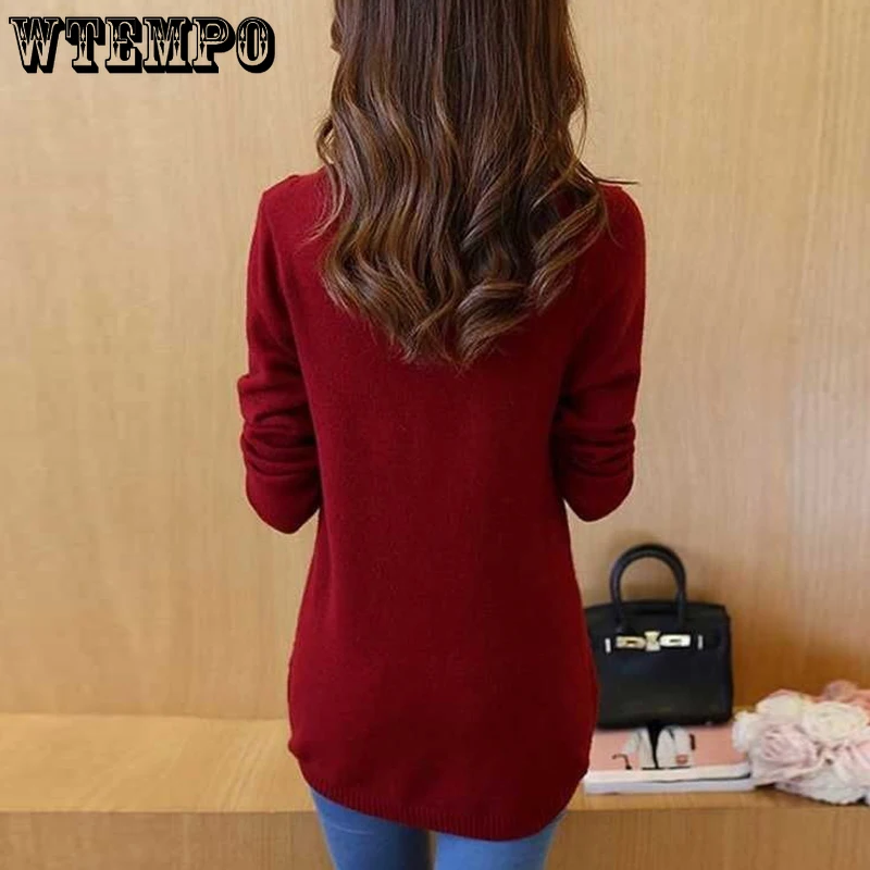Women\'s Sweaters Long O-Neck Knitted Sweaters Pullover  Sweater Knitted Tops Warm Thick Winter Female Tops Drop Shipping