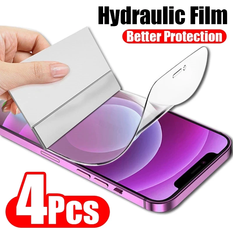 4pcs Full Cover Hydrogel Film On The For Iphone 13 12 11 14 Pro Max