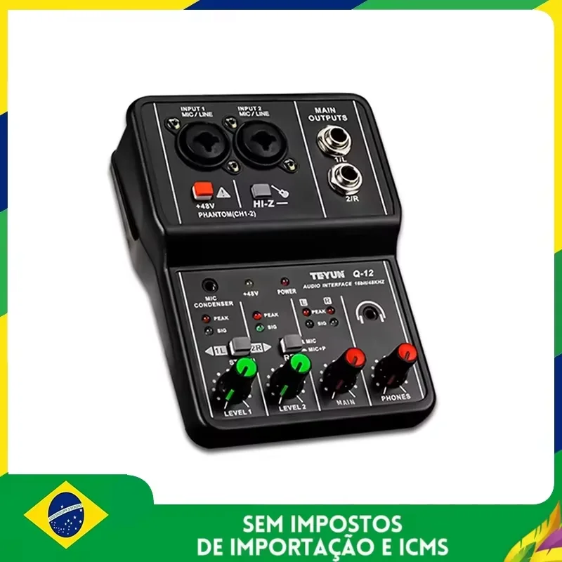 TEYUN Q-12 Interface 4 Channel 48V Stereo Computer Sound Card Audio Mixer Sound Board Console Desk System  Live Broadcast Record 1