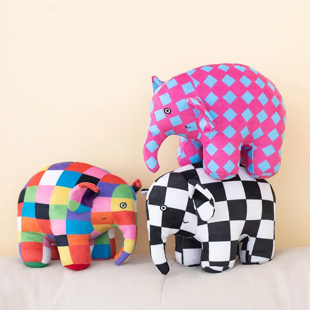 Patchwork Elephant Peluche Elmer Cute Anime Elmer Elephant Figure