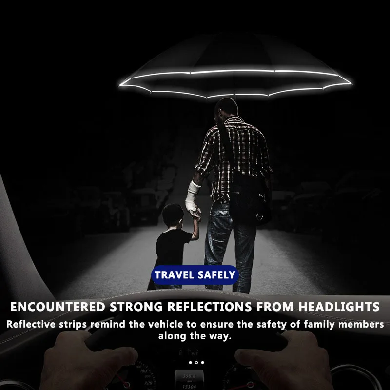 Folding Umbrella Xiaomi 10 Ribs Umbrella Fully Automatic Reflective Umbrella Reverse Folding Multifunctional Sunshade Rain Business
