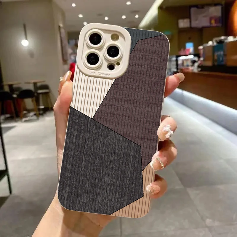 Luxury Vintage Wood Grain Pattern Shockproof Phone Case