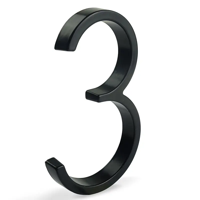 1pc 125mm Floating House Number Outdoor 5 inch Black Zinc Alloy Letter Apartment Door Numbers Mailbox Address Sign #0-9 - Image 7