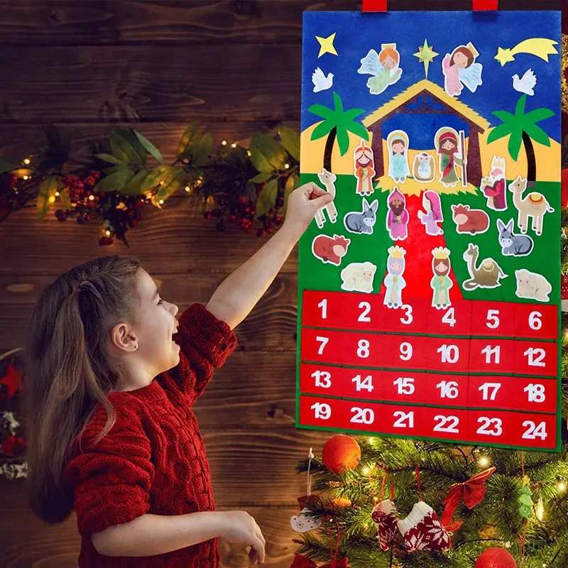 Christmas Countdown Calendar Christmas Countdown Felt Advent Calendar Home Christmas Decor Ornament Kids Gifts New Year