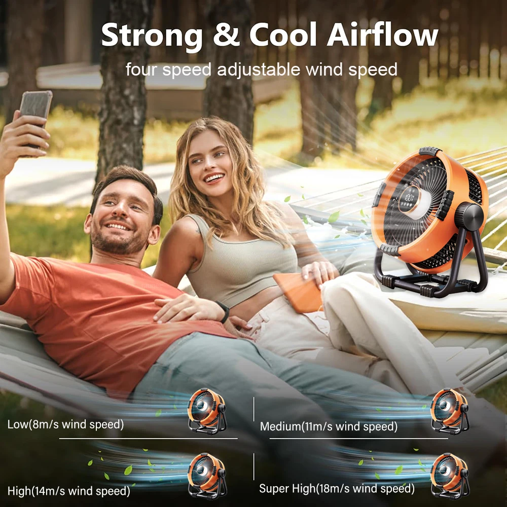 20000mAh Rechargeable Camping Fan with LED Light