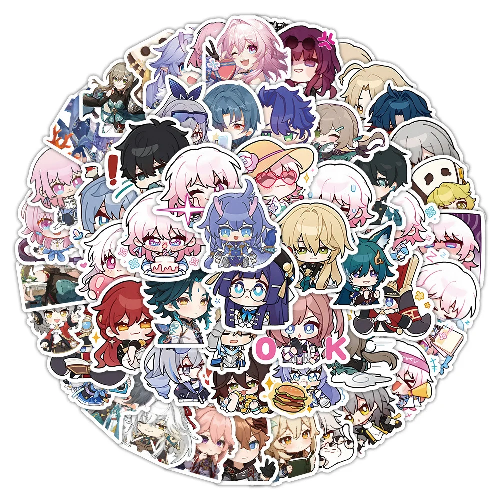 10/30/50pcs Cute Game Honkai Star Rail Cartoon Stickers Anime Decals Skateboard Motorcycle Laptop Decoration Sticker Kids Toy honkai star rail rgb anime mousepad keyboard gaming large mouse pad laptop office led luminous backlight table mat cute carpet