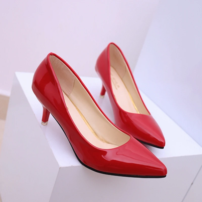 Hot Selling Spring Autumn Women's Ponited Toe Pumps Wedding Shoes Woman Leather High Heels Shoes Lady Casual Comfortable