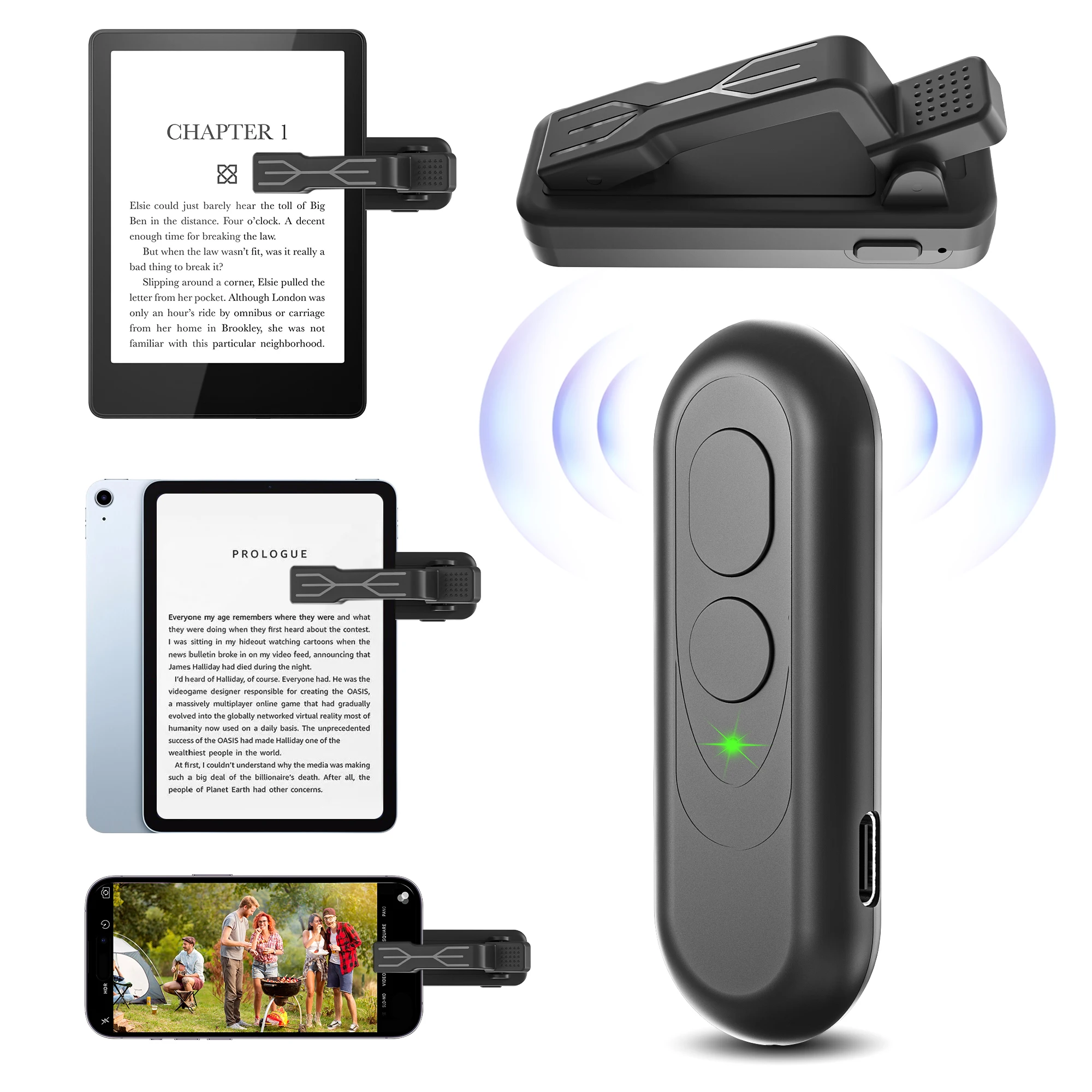 Remote Control Page Turner for Kindle Phone Camera Video Record Shutter for iphone ipad Kindle Kobo EReaders Turner Page Remote