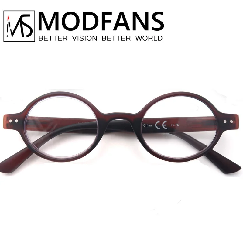Classic Round Frame Lightweight Reading Glasses with Spring Hinge, Diopter +1.0 to +4.0