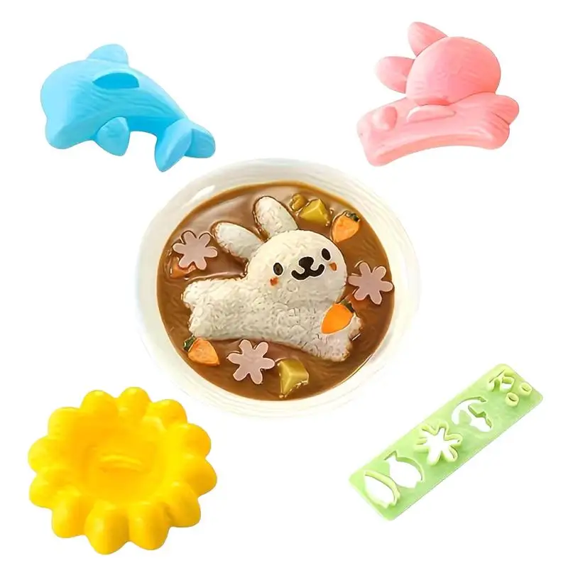 새로운 4종 토끼와 돌고래 모양 쌀 및 야채 롤 몰드, 주방 DIY 도시락 쌀 및 야채 롤 스시 몰드