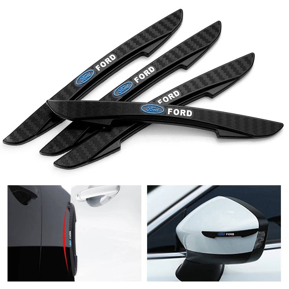 포드 머스탱 피에스타 MK7 포커스 MK4 쿠가 용 4Pcs 실리콘 자동차 도어 백미러 충돌 방지 범퍼 스트립 보호 스티커