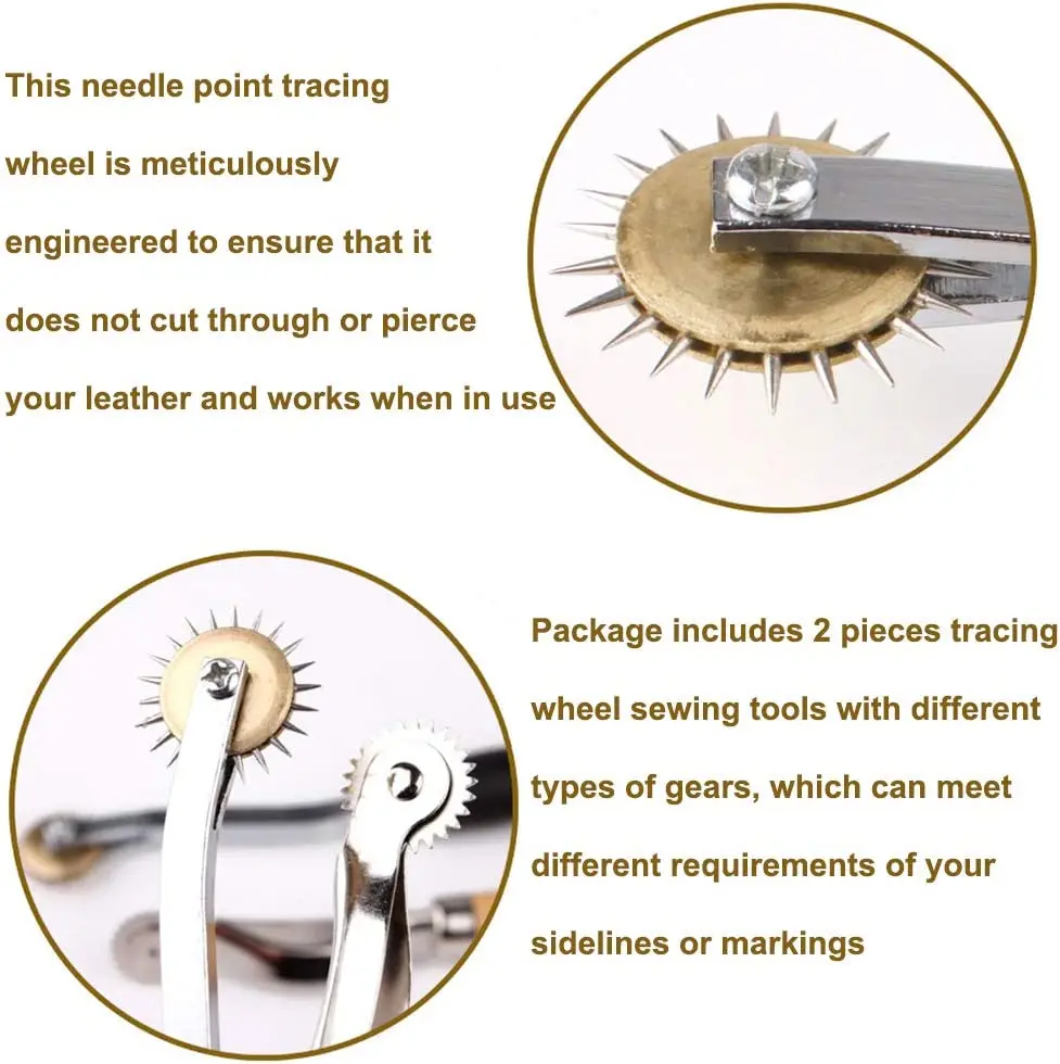 Leather Scribing Wheel Tracing Wheel Sewing Tool Needle Point Tracing Wooden Handle Scribing Set leather sewing tools