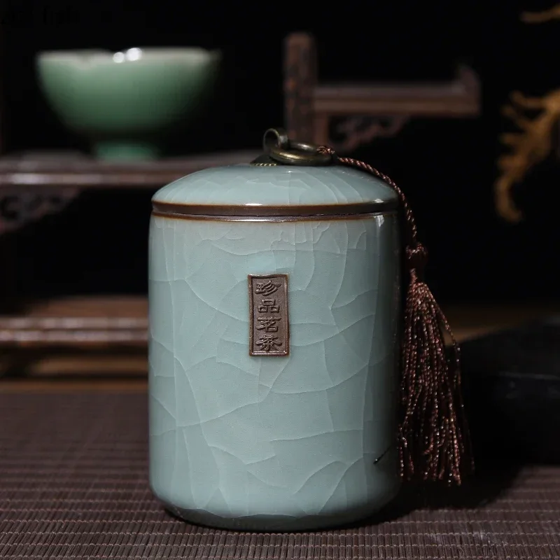 Ceramic Jar Tea Caddy Sealed Storage Tank Candy Jars Tea Box Container Home Organizer Food Storage Box Decorative Jars